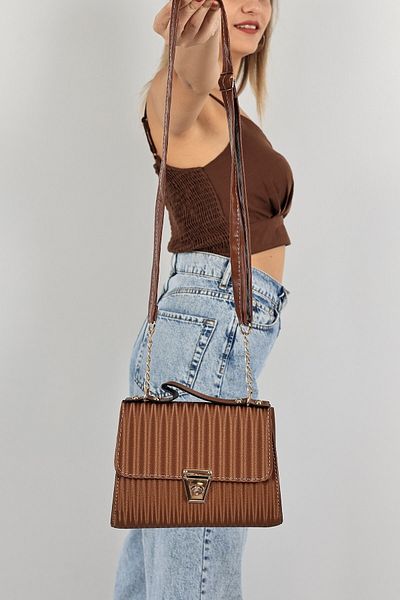 Cochines Women's Tan Bag Shiny Texture Shoulder Bag