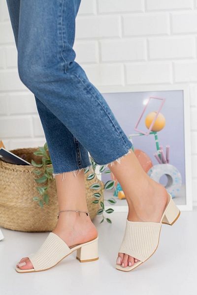 KAFKASLAR AYAKKABI Knitwear Flat Model Short Heeled Slippers