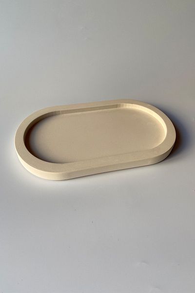 sin istanbul Oval Plate Concrete Beige