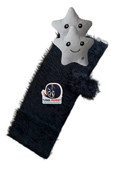 TUSBA MARKET Torpido Pandizot Üstü Uzun Tüylü Siyah Pelüş Örtü & 2'li Polar B...