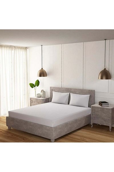 Romans Luxury Elastic Combed Cotton Sheet 180x200 Cm White Color