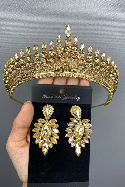 ESPEREST Anteras Bridal Henna Crown and Earrings