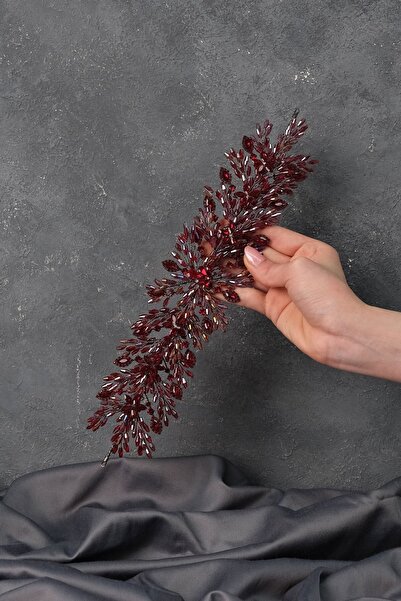 ESPEREST Banda de păr cu mărgele de cristal burgundy - Coroana de mireasă Henna