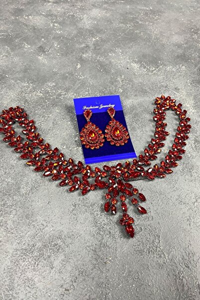 ESPEREST Red Sultan Fascinator Accesoriu pentru păr Henna de mireasă și cerce...