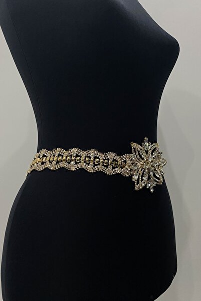 ESPEREST Gold Star Patterned Evening Dress Stoned Albanian Belt