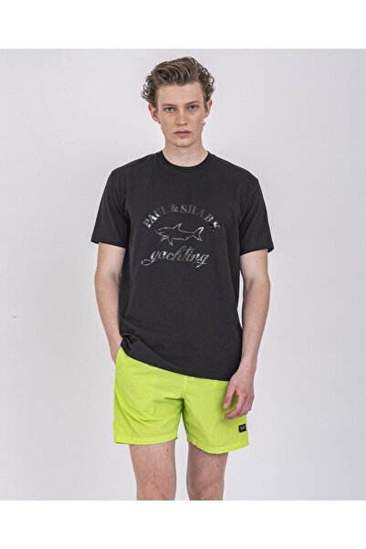 PAUL&SHARK Erkek Logo Baskılı Bisiklet Yaka Normal Kesim Siyah T-shirt 224110...
