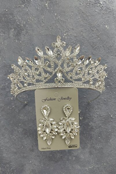 ESPEREST Lilya نموذج تاج الزفاف والأقراط حجر قطرة