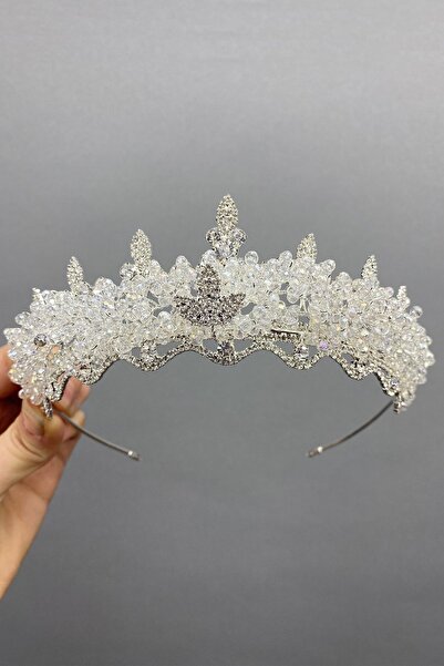 ESPEREST Coroană de mireasă cu mărgele de cristal și piatră de migdale