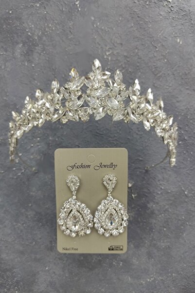 ESPEREST Σκουλαρίκια νυφικής κορώνας και πέτρινα σκουλαρίκια Subra Model