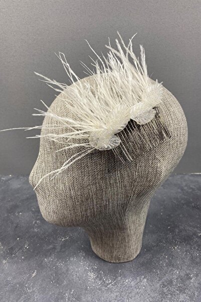 ESPEREST مشبك شعر الزفاف مع ريش النعام ونمط أوراق الشجر