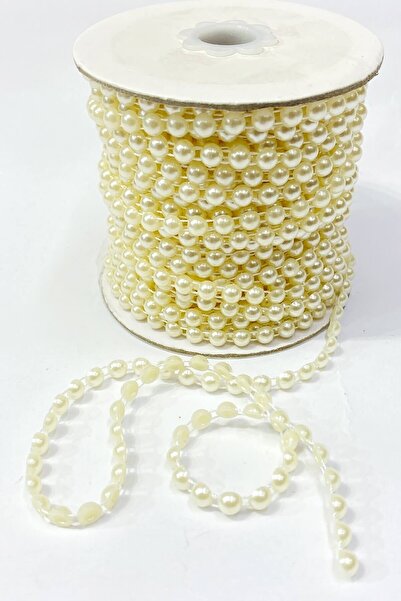 ESPEREST Panglică din plastic cremă jumătate perlat 6 mm 10 mt