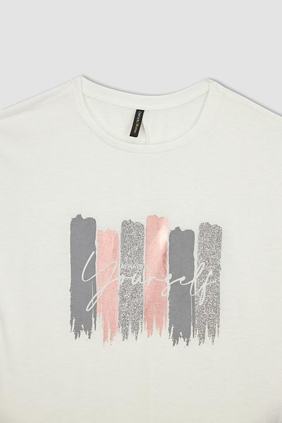 DeFacto Tričko s krátkým rukávem s potiskem Crew Neck