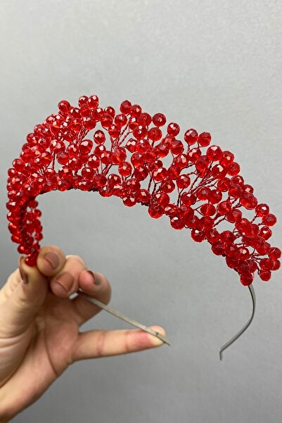 ESPEREST Coroana de mireasa si Henna cu margele de cristal rosu