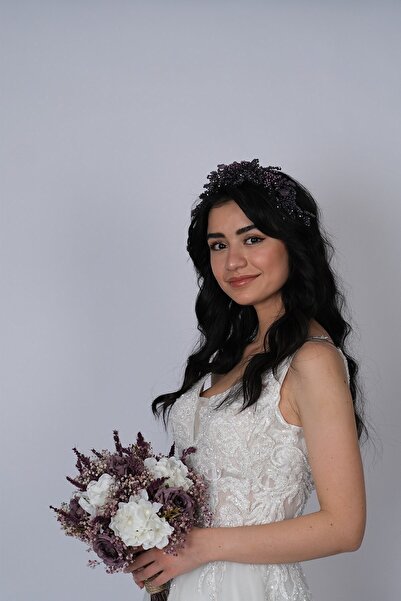 ESPEREST Αξεσουάρ μαλλιών με χάντρες με μωβ Azra Pearl Bridal Henna Crown