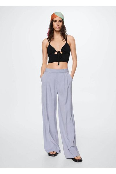 MANGO Woman Knot Detailed Cropped Blouse