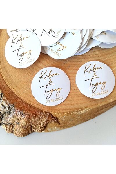 iremden Gold Renk Baskılı Etiket/ Söz Nişan Nikah Hediyelik Etiketi / Yapışka...