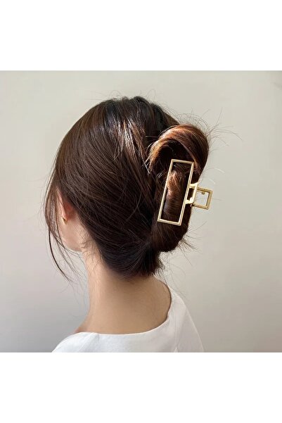 GÜLPEŞE Ορθογώνιο χρυσό μεταλλικό κλιπ μαλλιών