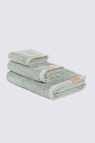 Ecocotton Set de prosoape din bumbac pur din 3 piese, 100% bumbac organic, brodat verde