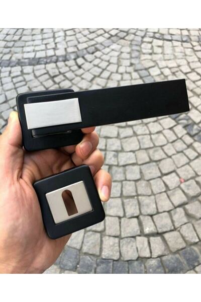 ARON Sofuoğlu Lüx Asude Mat Siyah - Saten Kare Rozetli (ODA) Kapı Kolu Alüminyum / Çelik