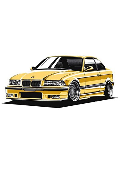 MegaSticker Yellow E36 Auto, Motorcycle and Helmet Sticker - 14X7 cm