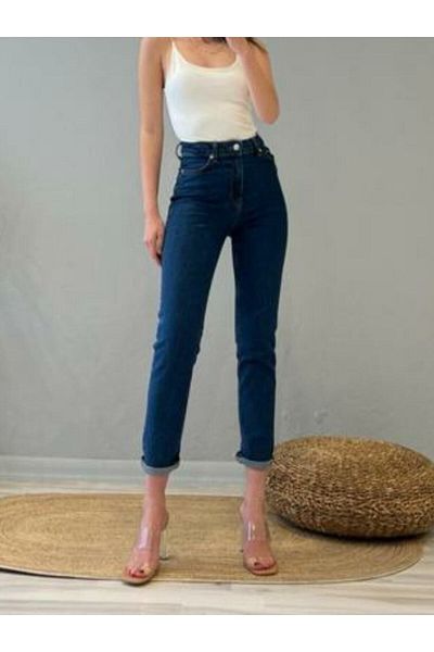 Trn JNS Navy Blue Skiiny Mom (fit Mom) Ψηλόμεσο Mom Jeans Boyfriend