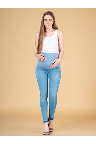 BUSA Svetloplave trudničke farmerke - Sa detaljem na nogavici