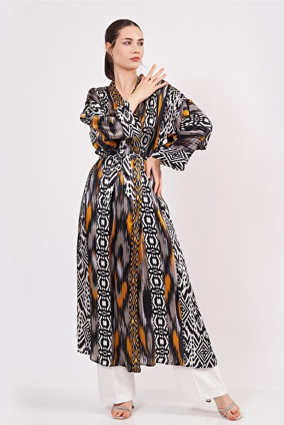Nomads Felt Saf Ipek Kimono Kaftan | Ikat Desen 14