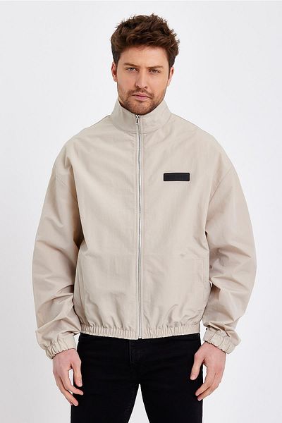JAHR MARC Ανδρικό μπουφάν με φερμουάρ Stand Collar Beige