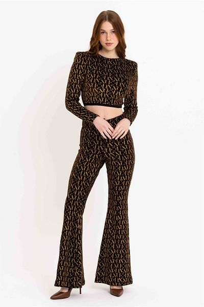 JAHR MARC Lurex High Waist Flared Trousers