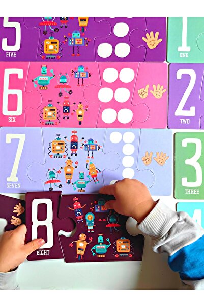 DoerKids Dev Sayılar Puzzle | Jumbo Yer Puzzle | Robotik Sayılar Öğrenme | 40 Parça 2 Yaş