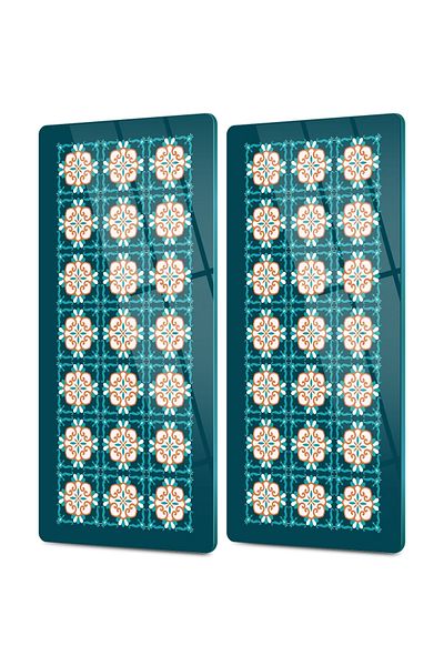 Decovetro Turquoise Green Set of 2 - Coffee Tableware Presentation Table, Classic Motif