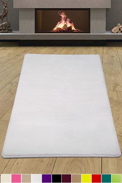 Bonny Home Elite Cream βελούδινο χαλάκι με αντιολισθητική βάση και κομμένο πουφ - Με επιλογές μεγεθών -