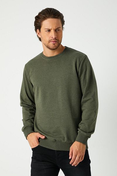 mmetalic Ανδρικό φούτερ Khaki Basic Crew Neck