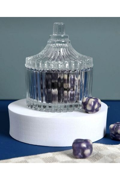 DİBA AVM Cut Glass Sugar Bowl with Lid Turkish Delight Bowl Coffee Side Presentation Bowl 1 Piece