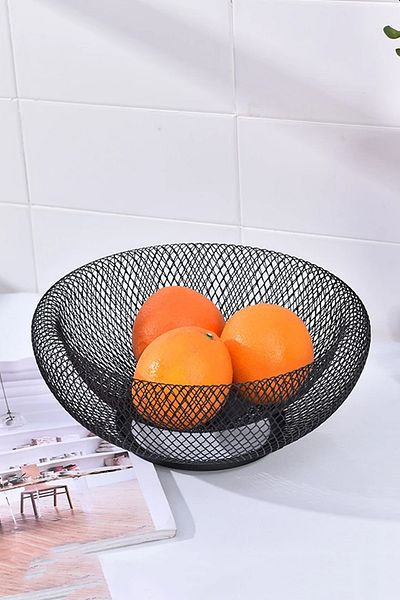 MAY HOME وعاء فواكه معدني - سلة عرض مزخرفة، مطبخ وغرفة معيشة