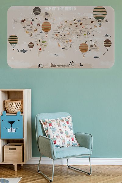 Haritahane Educational World Map World Atlas Kids and Baby Room Wall Sticker 3792XL - Hrt