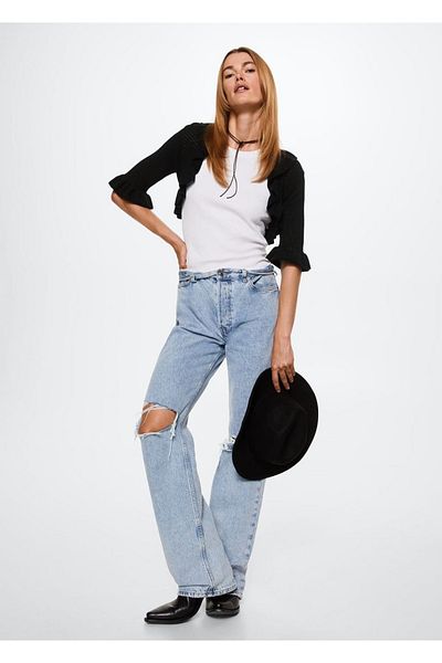 MANGO Woman Flounced Knitwear Cardigan