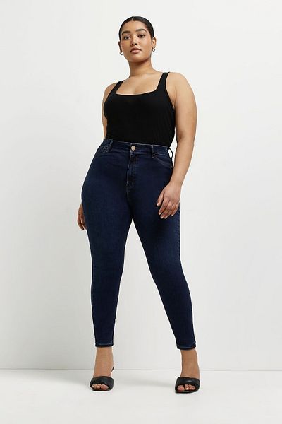 sinembutik Pantaloni skinny din Lycra albastru închis