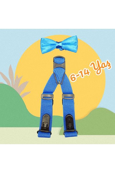 Trenderrs Set de 2 pantaloni cu bretele și papion pentru băieți, 6 - 14 ani