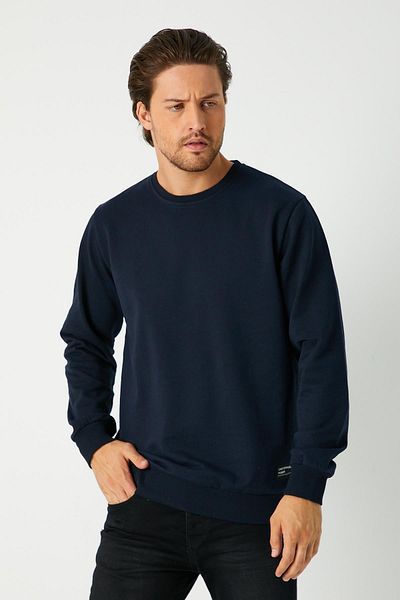 mmetalic Ανδρικό φούτερ Navy Blue Basic Crew Neck