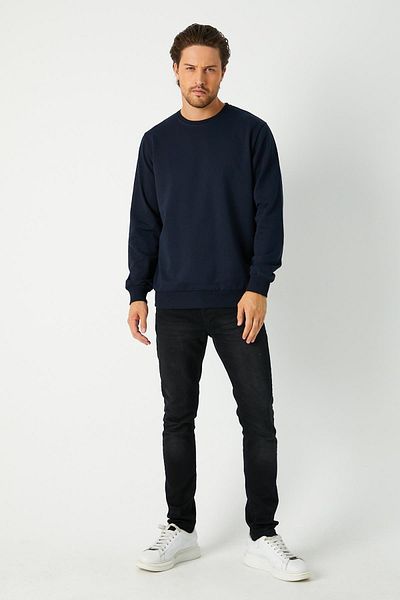 mmetalic Ανδρικό φούτερ Navy Blue Basic Crew Neck