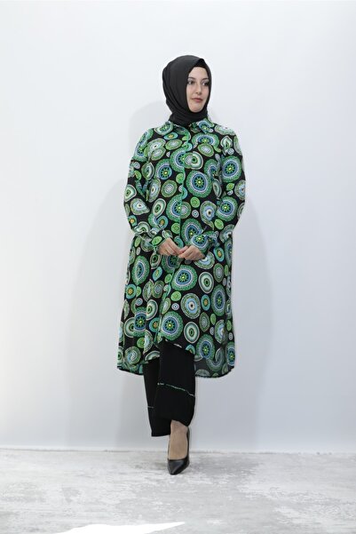 Zey&Ka Butik Plus Size First Class Viscon Shirt Trousers Double Set