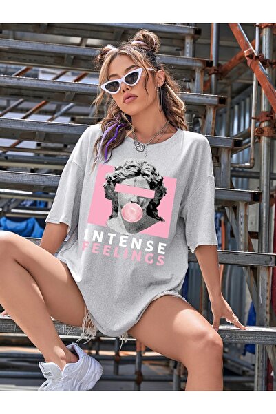 Machetta Plus Size Intense Feelings Printed Unisex Oversize T-shirt - Women's Oversize T-Shirt