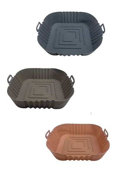 Buffer ® Washable Silicone Oven And Airfryer Square Model Baking Mat Pink, Mink And Gray 20cm