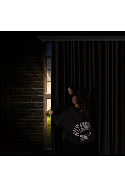 perhal perde ve halı Siyah Black Out Karartma Projeksiyon Yatak Odası Pilesiz...