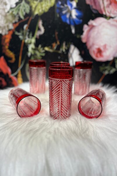 Lemm Home Palm Kırmızı 6 Lı Meşrubat Bardağı