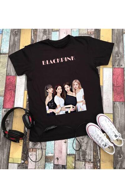 barsdepo Детска тениска Blackpink Group Anime, черна, унисекс