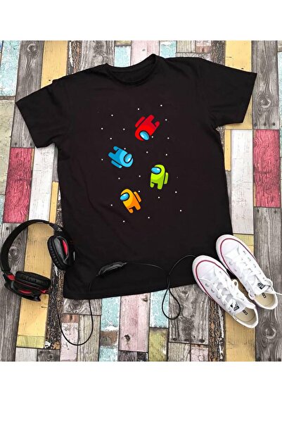 RYO FASHİON Tricou negru cu mânecă scurtă pentru copii, unisex, imprimat Amon...