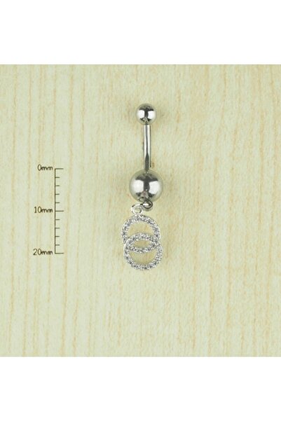 Lunays 316 Cerrahi Çelik Zirkon Taşlı Çift Çember Göbek Piercing