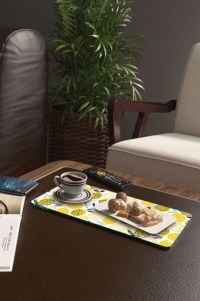 Decovetro Lemon Patterned Coffee Tableware Presentation Table - Set of 2